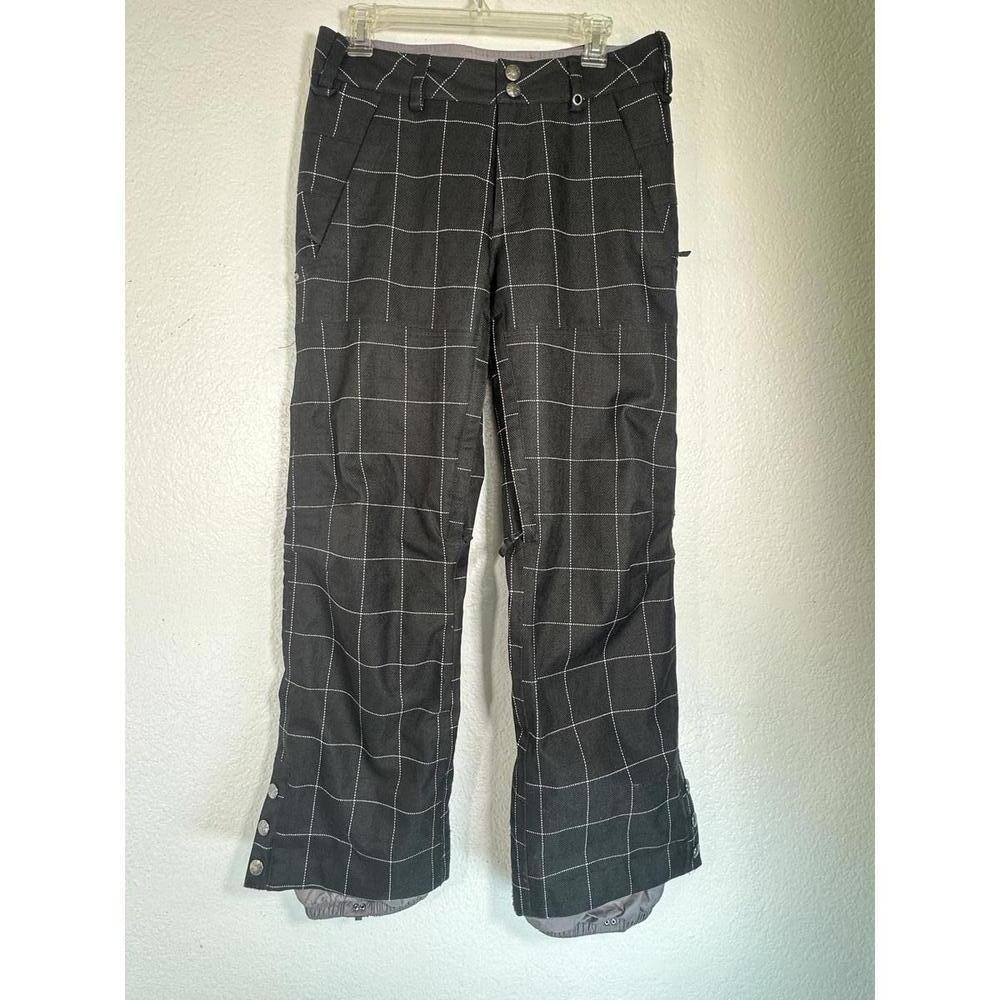 Burton S Black White Grid Print DryRide Snowboard Ski Pants Y2K Style